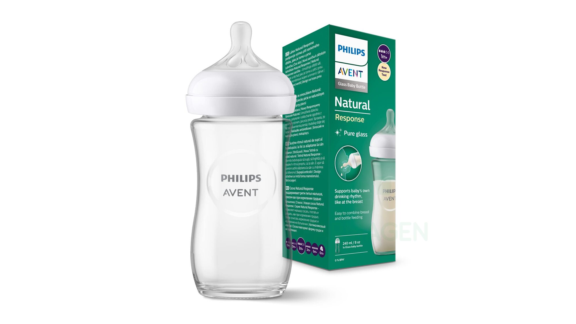 Natural Response Bottle glass 240ml ,+1m